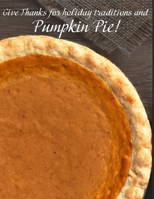 Pumpkin pie with holiday message